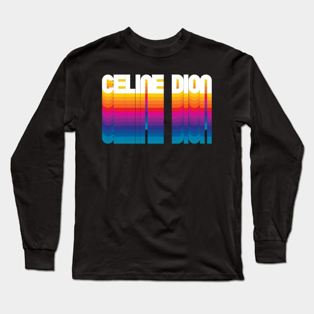 Retro Celine Proud Personalized Name Gift Retro Rainbow Style Long Sleeve T-Shirt by Time Travel Style